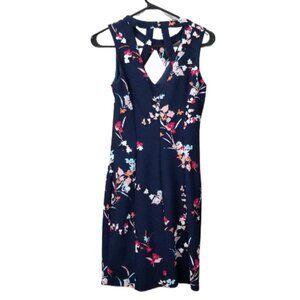 GUESS Strapless Floral Navy Sheath Dress SIZE 4